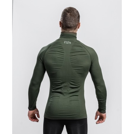 Zipped neck T-shirt Technical Line ANETO OD Green