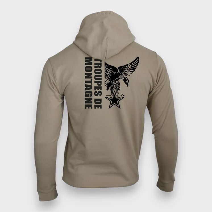 Sweat-shirt zippé Troupes de montagne Design Light sand