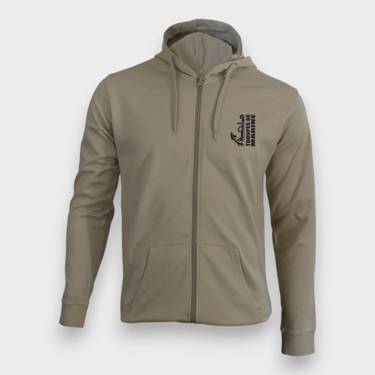 Sweat-shirt zippé Troupes de Marine Design Light sand