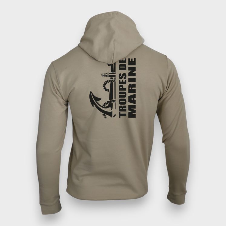 Sweat-shirt zippé Troupes de Marine Design Light sand