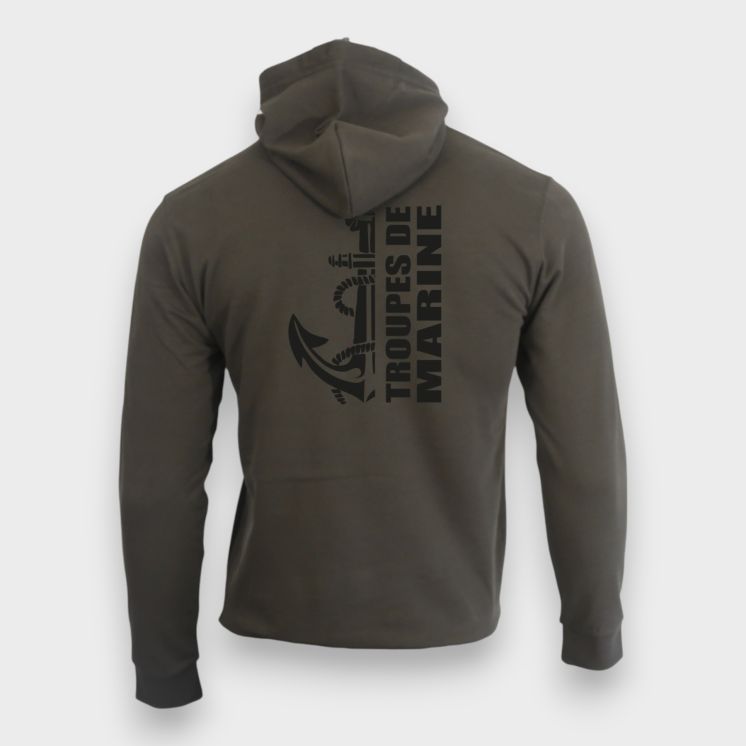 Sweat-shirt zippé Troupes de Marine Design Kakhi