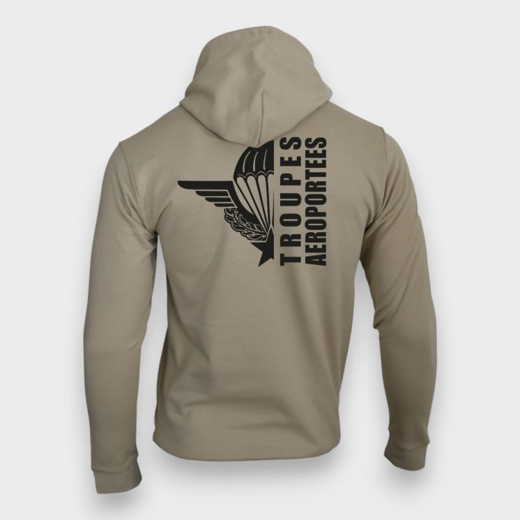 Sweat-shirt zippé Troupes aéroportées Design Light sand