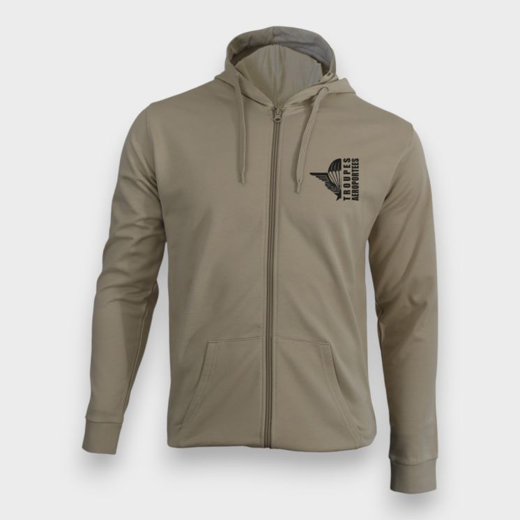 Sweat-shirt zippé Troupes aéroportées Design Light sand