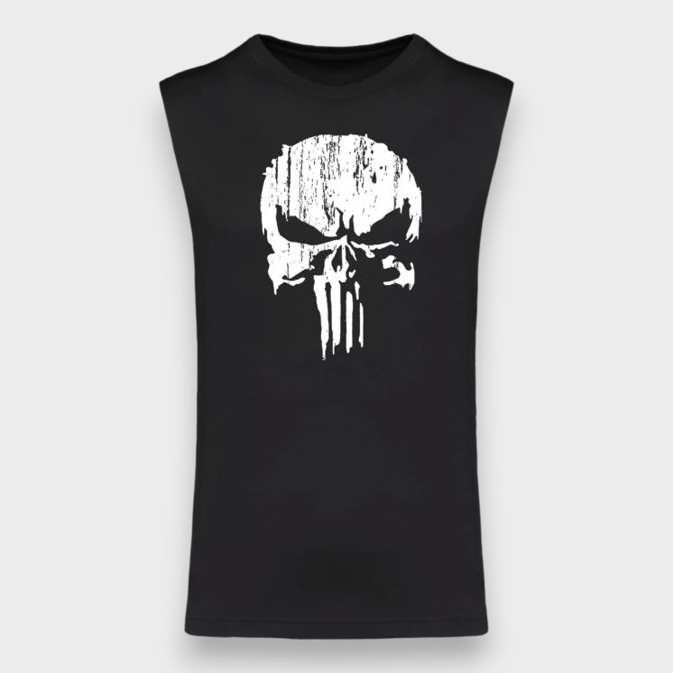 Tee-shirt sans manche Punisher Blanc Noir