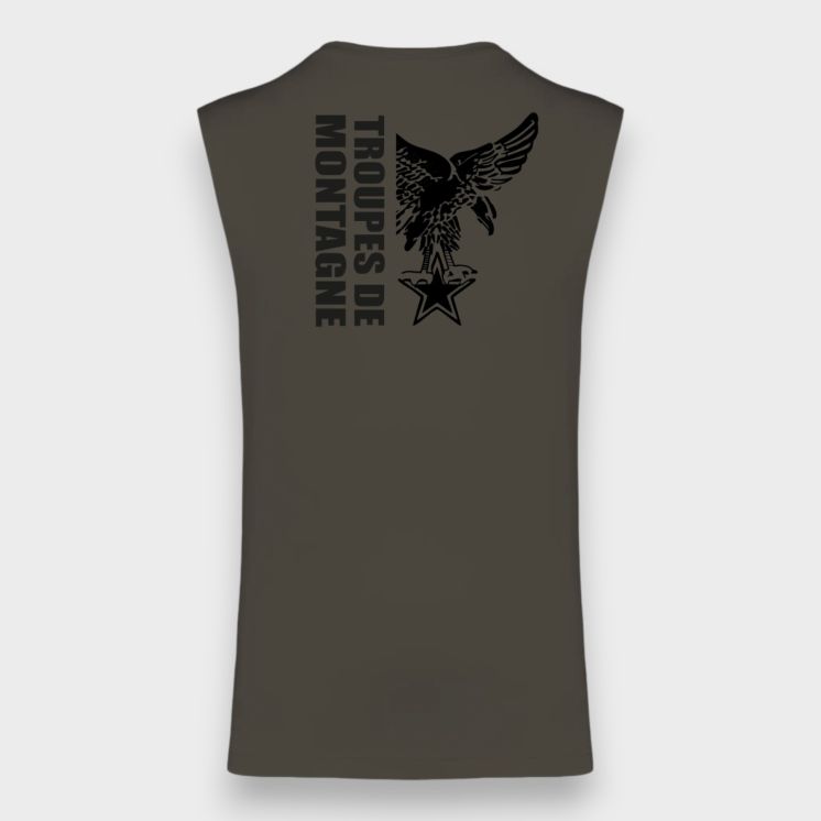 T-shirt sans manche Montagne design Dark kakhi