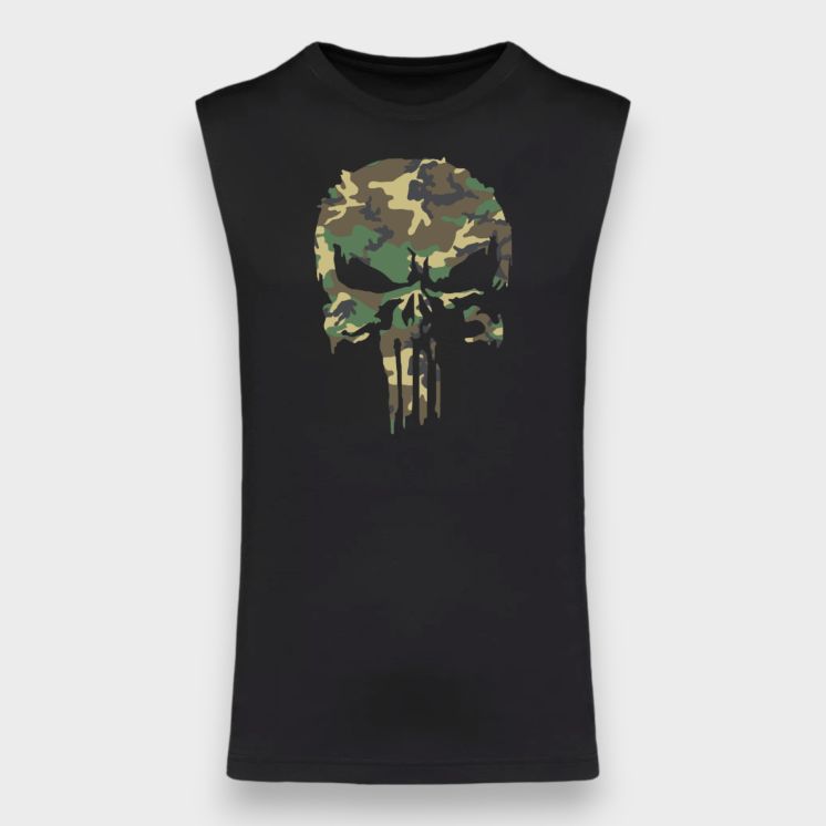 T-shirt sans manche Punisher Camo Noir