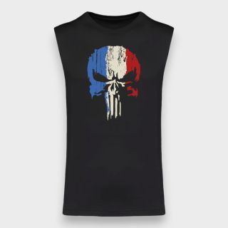 T-shirt sans manche Punisher France Noir