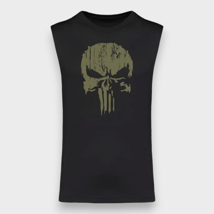 T-shirt sans manche Punisher Kakhi Noir