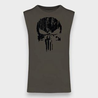 T-shirt sans manche Punisher Noir Dark kakhi
