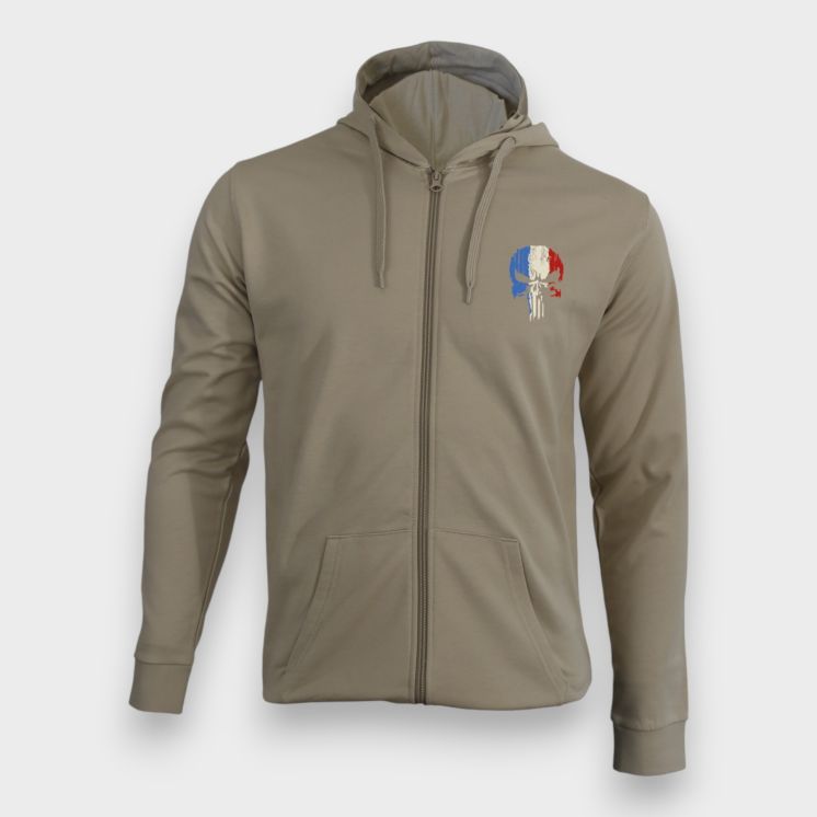 Sweat-shirt zippé Punisher France Light sand