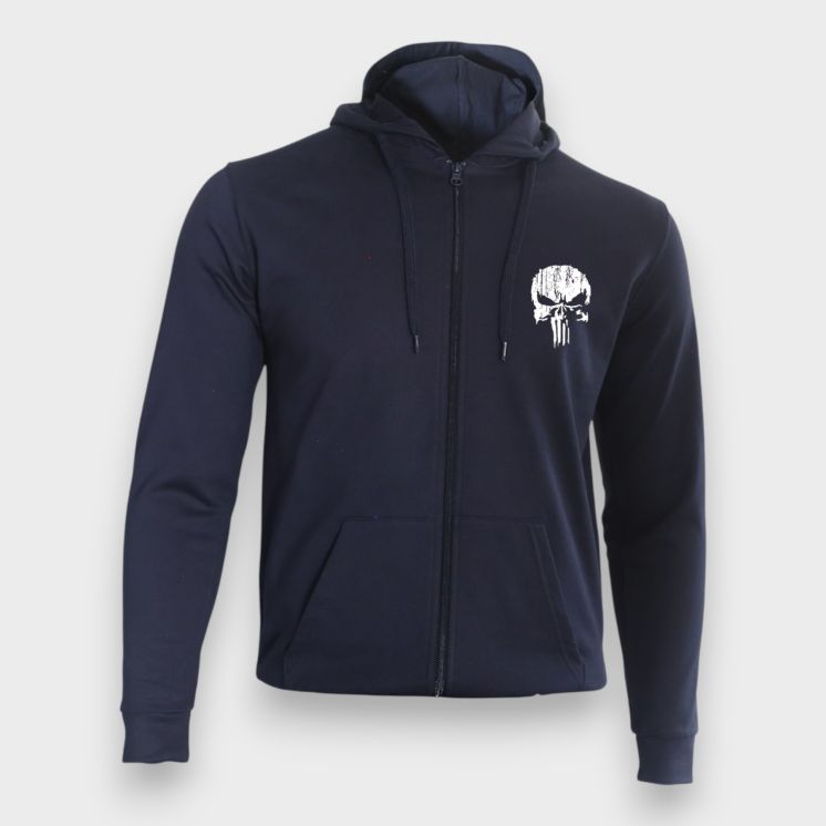 Sweat-shirt zippé Punisher Blanc Marine