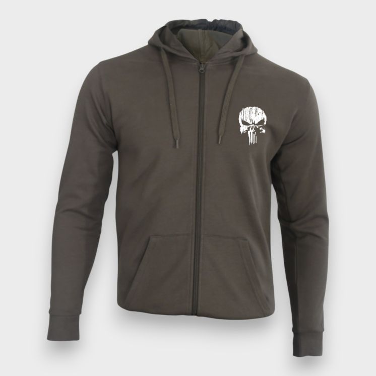 Sweat-shirt zippé Punisher Blanc Kakhi