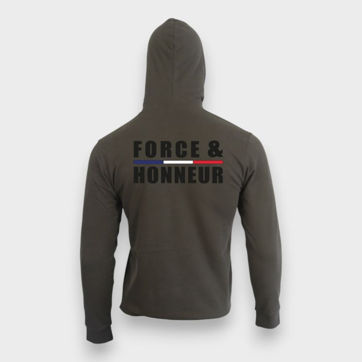 Sweat-shirt zippé Force & Honneur Kakhi