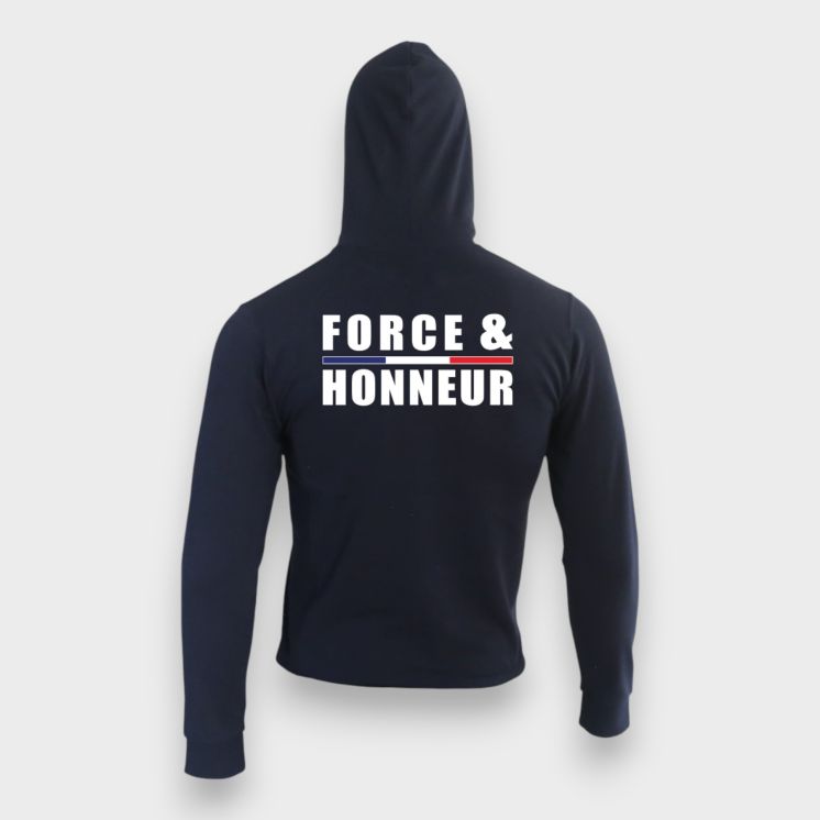 Sweat-shirt zippé Force & Honneur Marine
