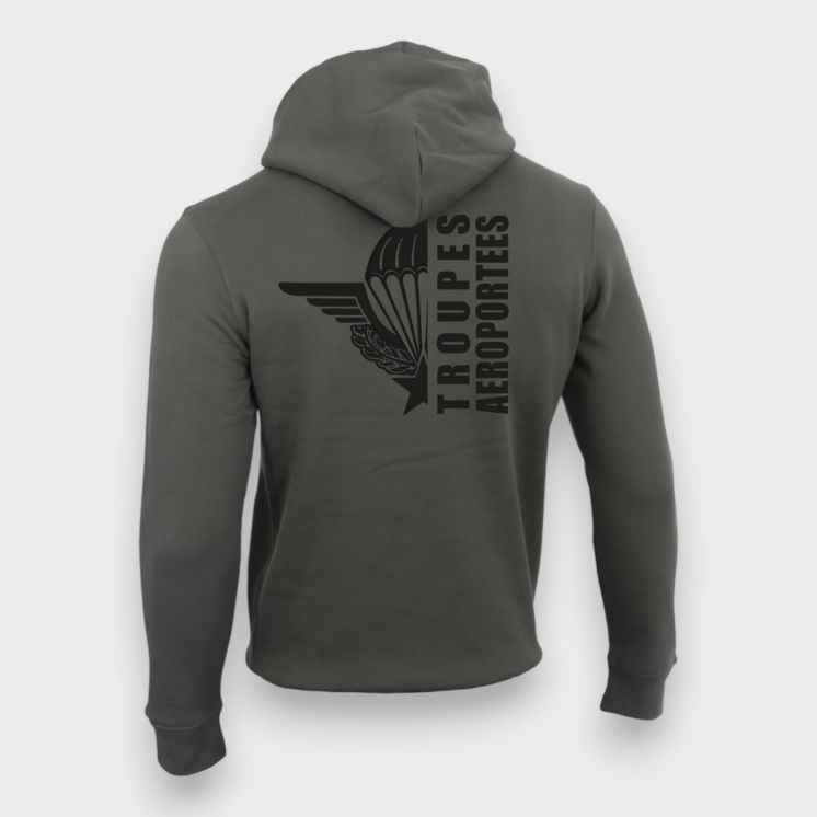 Sweat-shirt 350g Troupes aéroportées Design Organic Kakhi