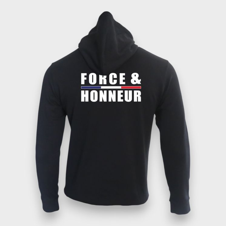 Sweat-shirt zippé Force & Honneur Noir