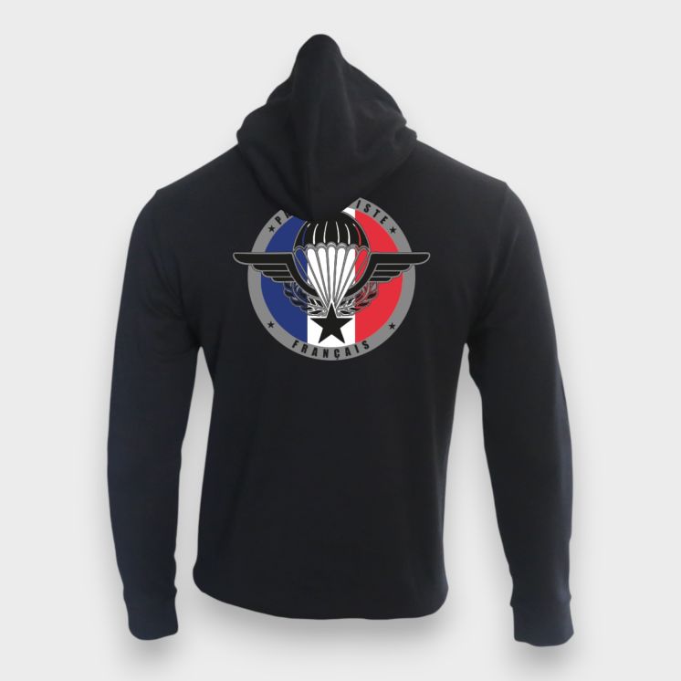 Sweat-shirt zippé Parachutiste FrançaisNoir