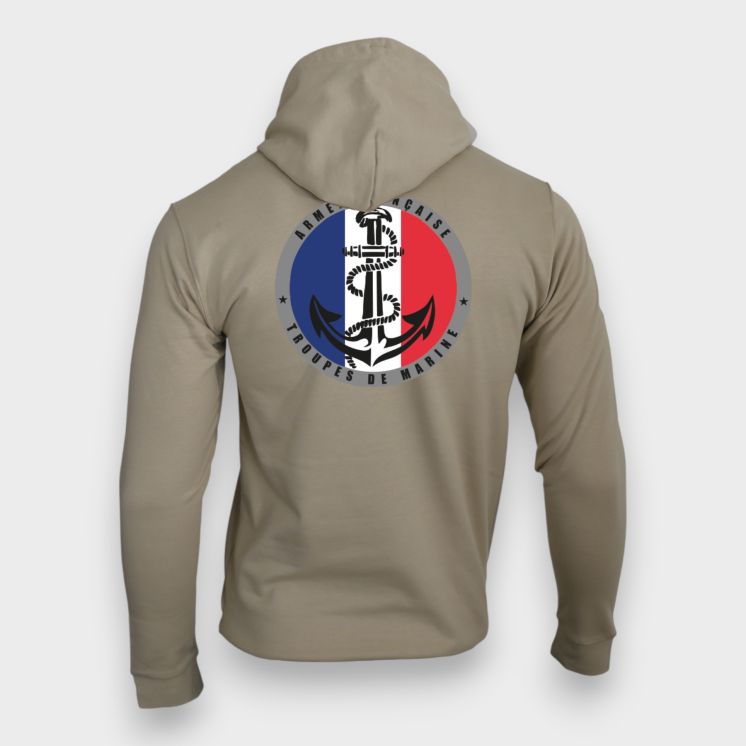 Sweat-shirt zippé Troupes de Marine France Light sand