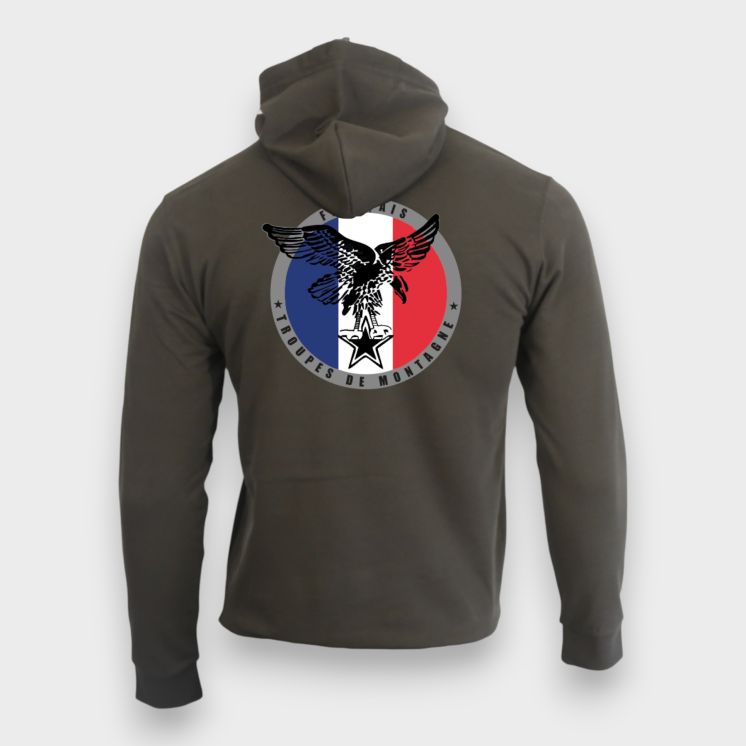 Sweat-shirt zippé Troupes de Montagne FrançaiseKakhi