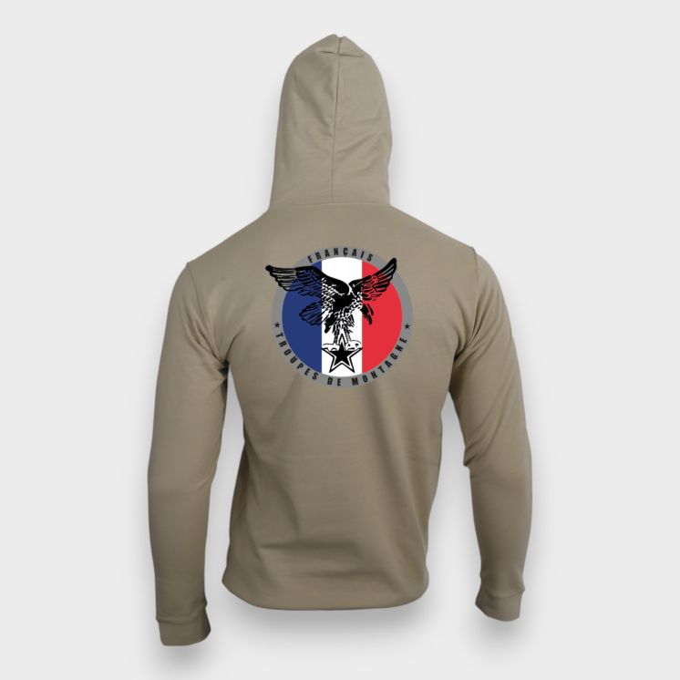 Sweat-shirt zippé Troupes de Montagne Française Light sand