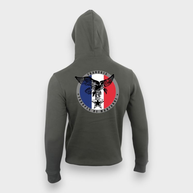 Sweat-shirt 350g Troupes de Montagne FrançaiseOrganic Kakhi