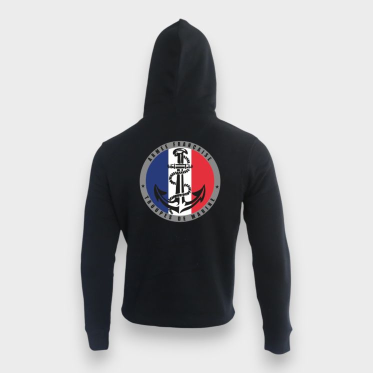 Sweat-shirt 350g Troupes de Marine FranceNoir