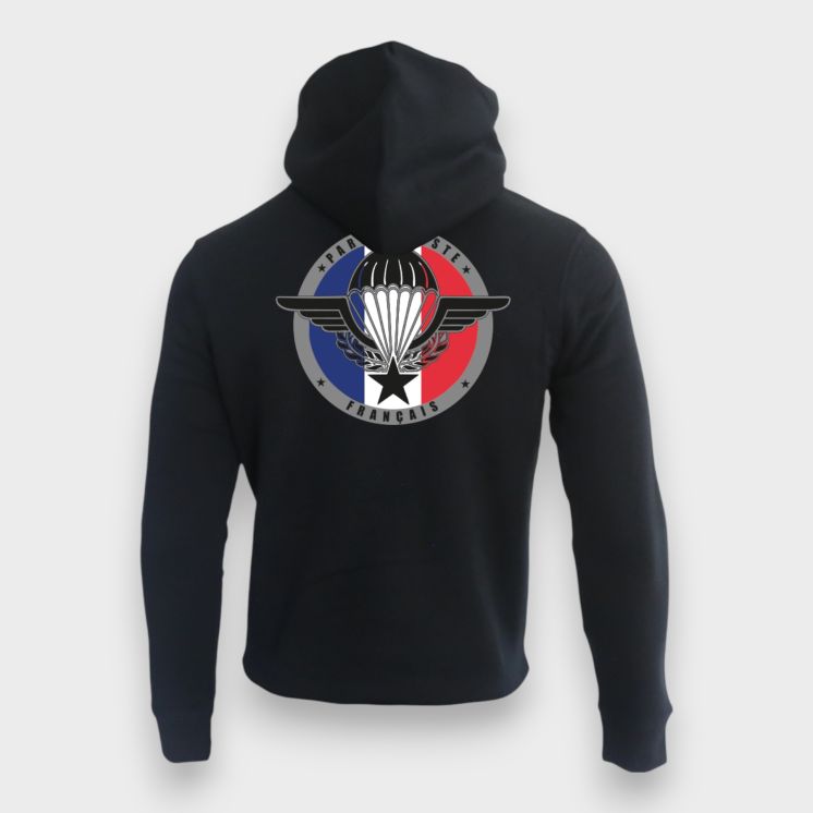 Sweat-shirt 350g Parachutiste Français Noir