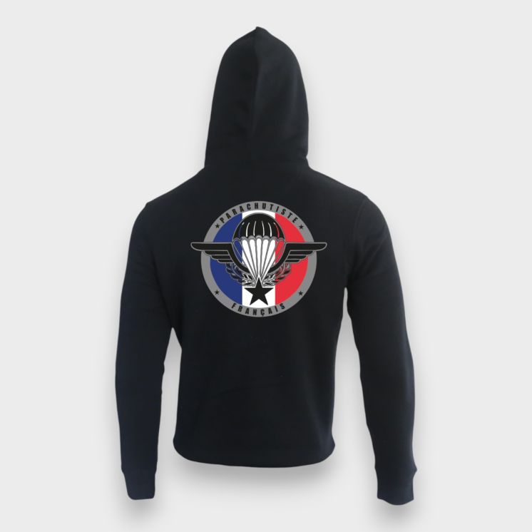 Sweat-shirt 350g Parachutiste Français Noir