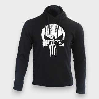 Sweat-shirt Punisher Blanc Noir