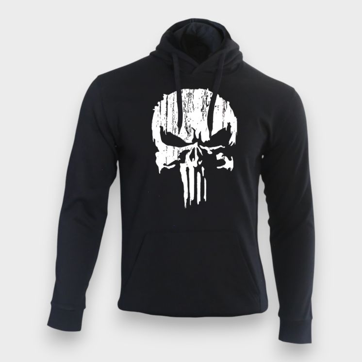 Sweat-shirt Punisher Blanc Noir