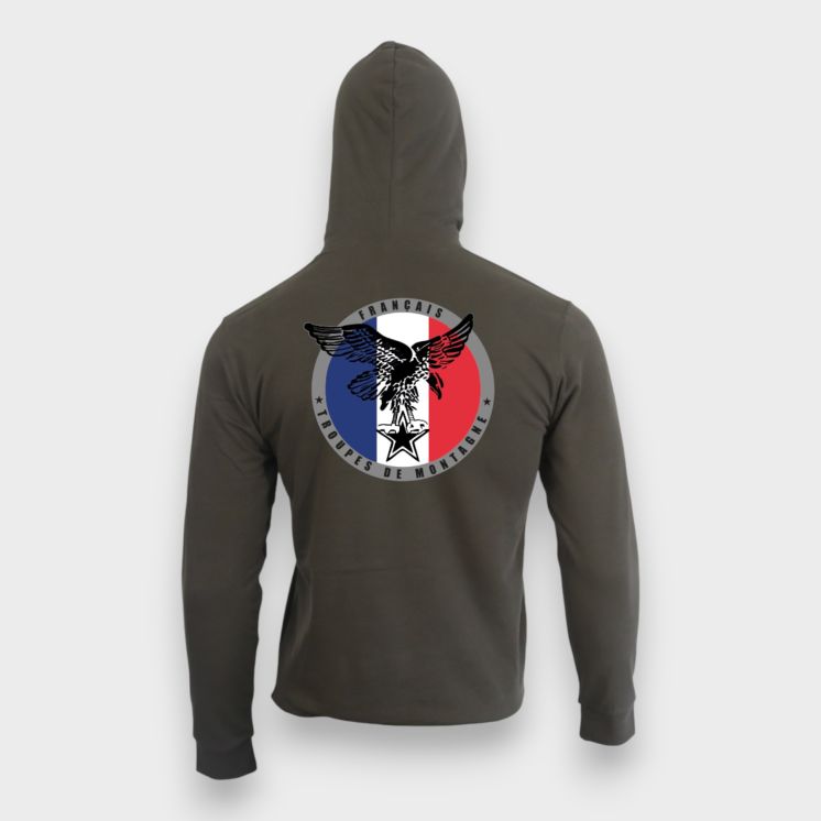 Sweat-shirt Toupes de Montagne Française Kaki
