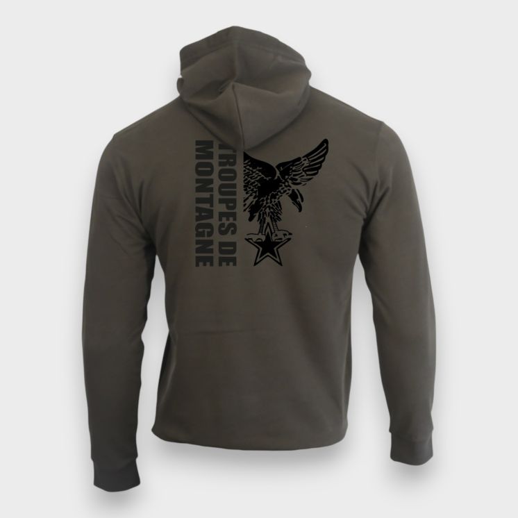 Sweat-shirt Troupes de Montagne design Kaki