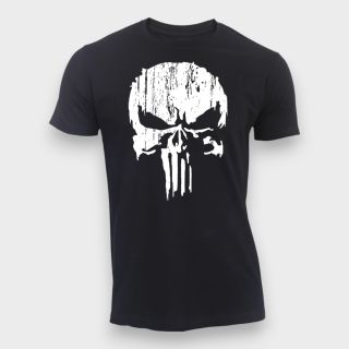 T-shirt Punisher Blanc Noir