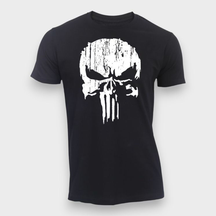 T-shirt Punisher Blanc Noir