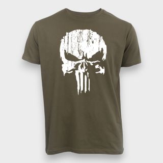 T-shirt Punisher Blanc Kaki
