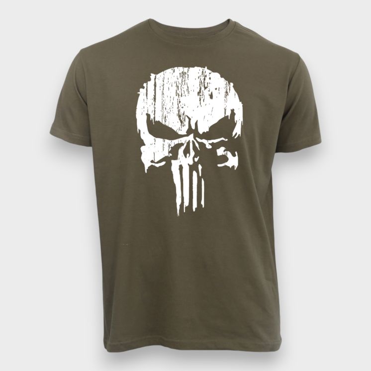 T-shirt Punisher Blanc Kaki