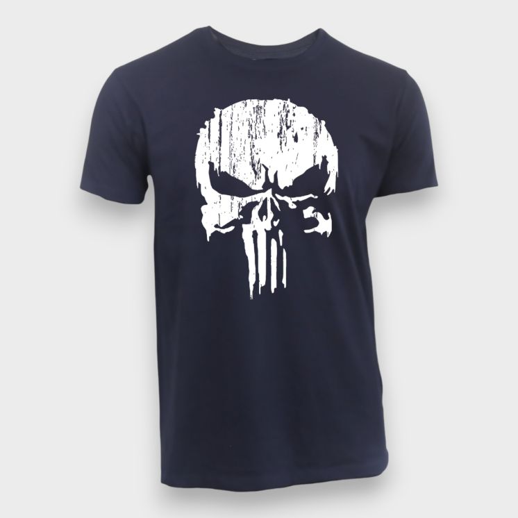 T-shirt Punisher Blanc Marine