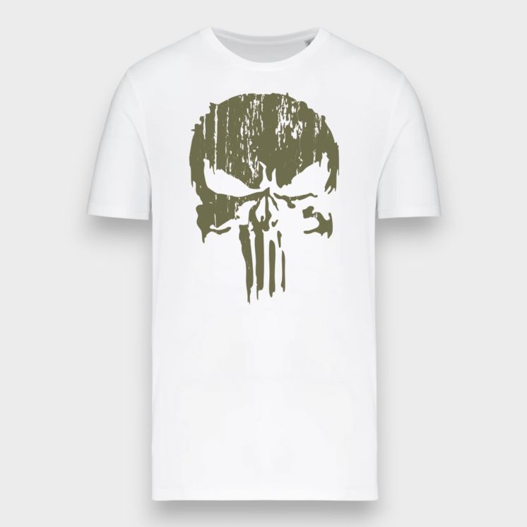 T-shirt Punisher Kaki Blanc