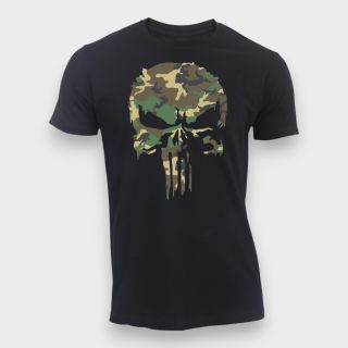 T-shirt Punisher Camo Noir