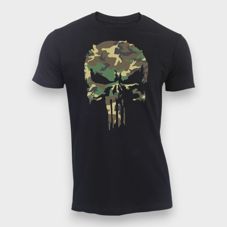 T-shirt Punisher Camo Noir