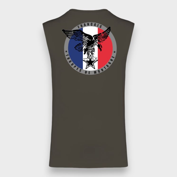 T-shirt sans manche Montagne France Dark kakhi