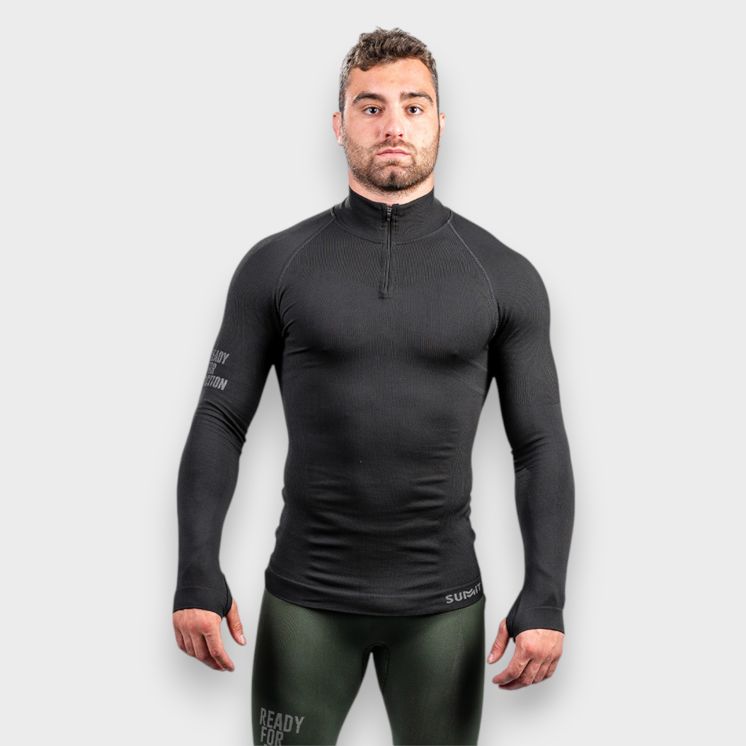 Zipped neck sweatshirt ALASKA Extreme Line Black