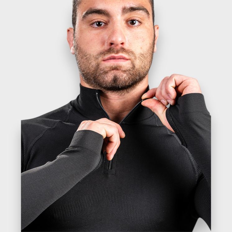 Zipped neck sweatshirt ALASKA Extreme Line Black