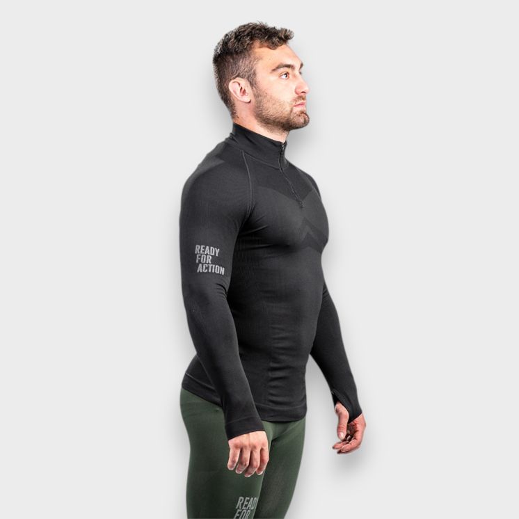 Zipped neck sweatshirt ALASKA Extreme Line Black