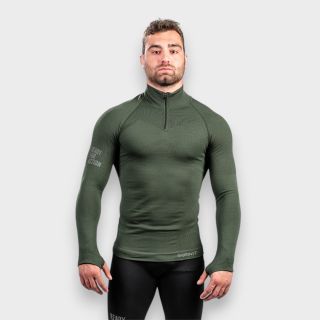 Zipped neck sweatshirt ALASKA Extreme Line OD Green