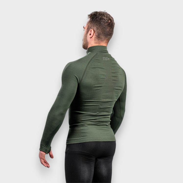 Zipped neck sweatshirt ALASKA Extreme Line OD Green