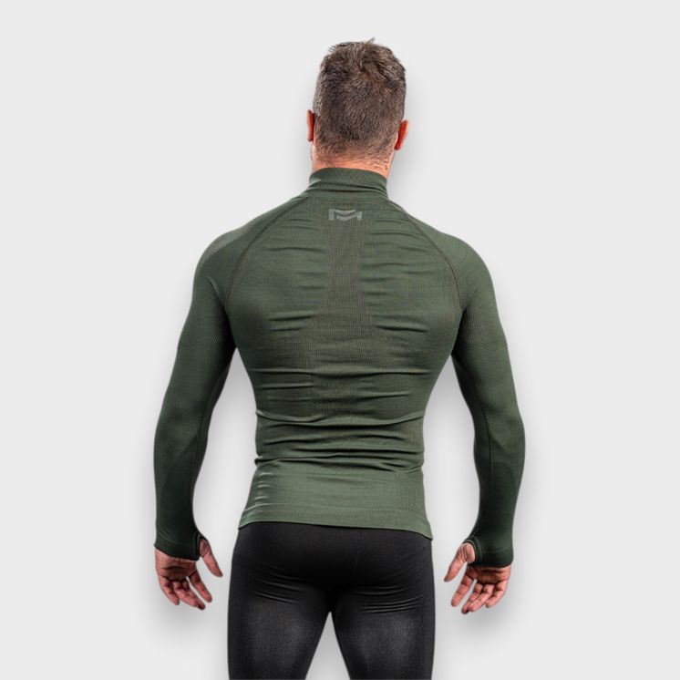 Zipped neck sweatshirt ALASKA Extreme Line OD Green