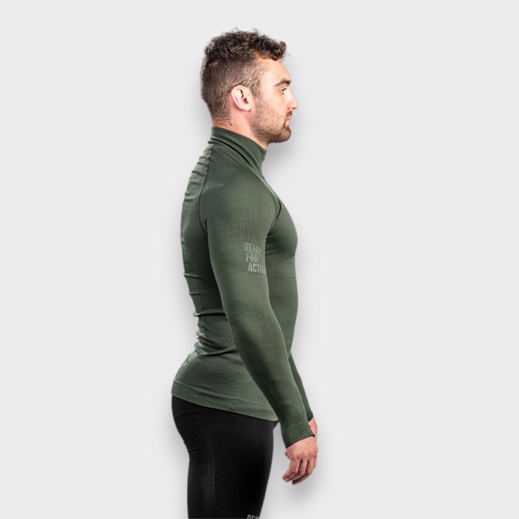 Zipped neck sweatshirt ALASKA Extreme Line OD Green