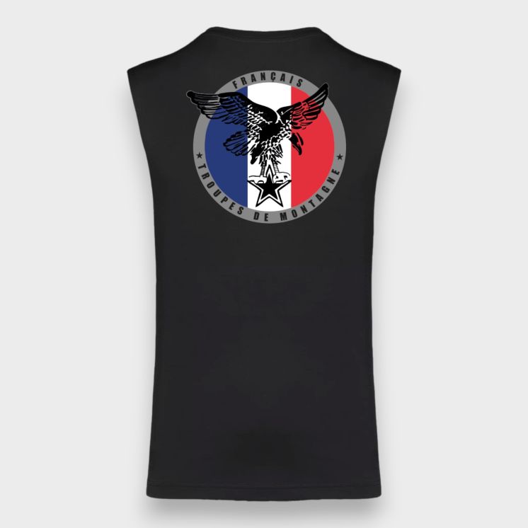T-shirt sans manche Montagne France Noir