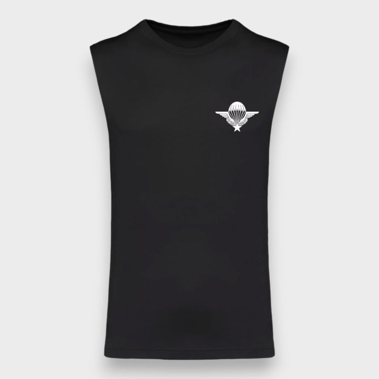 T-shirt sans manche Parachutiste Français Noir